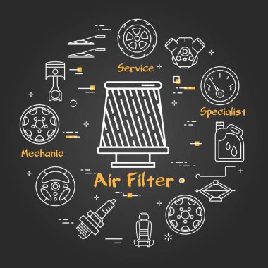 Hava filtresi siyah vektör lineer bayrağı