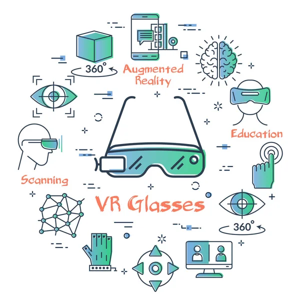 Conceito de realidade virtual vetorial - Ícone de óculos VR —  Vetores de Stock