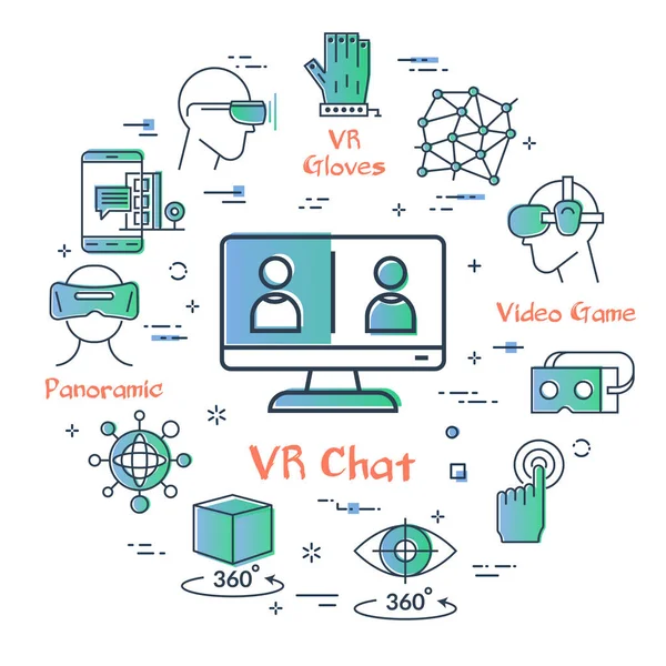Conceito de realidade virtual vetorial - chat VR —  Vetores de Stock