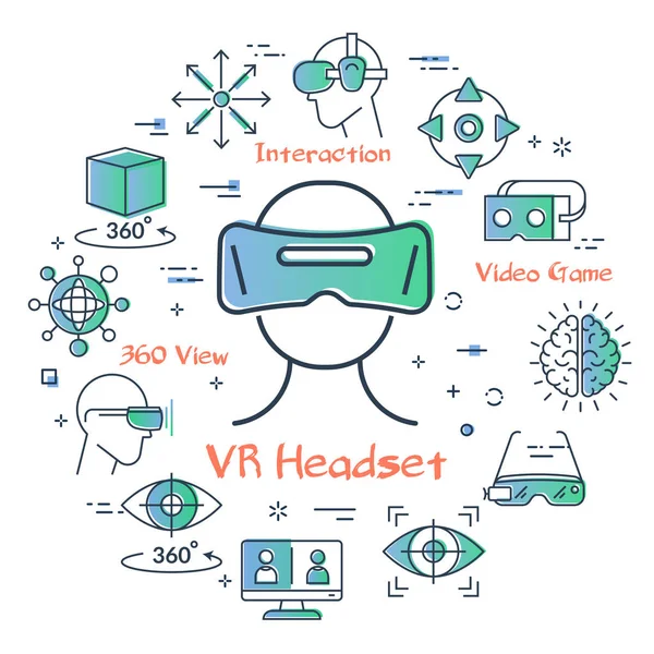 Concepto de realidad virtual vectorial - icono de auriculares VR — Vector de stock