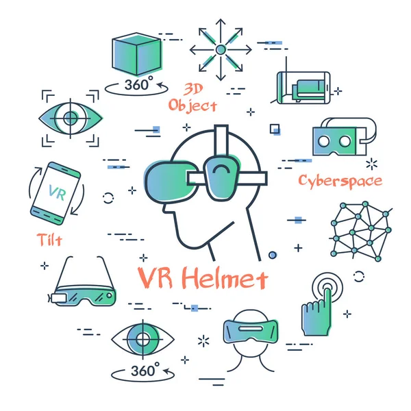 Conceito de realidade virtual vetorial - Capacete VR —  Vetores de Stock