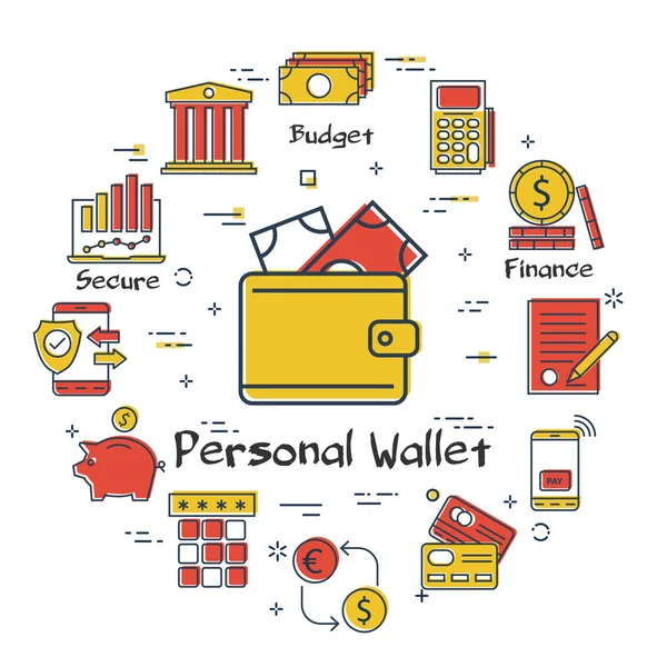 Векторне фінансування банківська концепція - особистий гаманець — стоковий вектор
