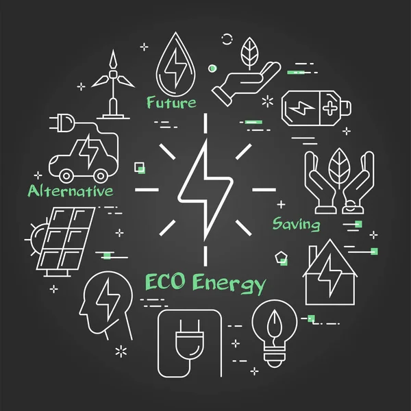 Vektor černý lineární nápis znamení energie eco — Stockový vektor