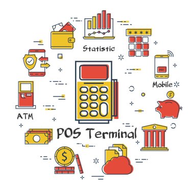 Vektör Finans ve bankacılık kavramı - Pos terminal