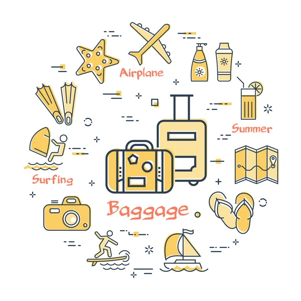 Vector concept of summer time with baggage icon — Stock Vector