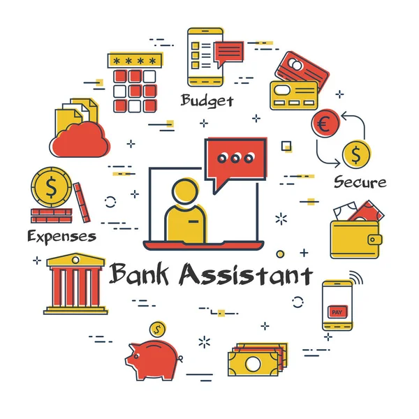 Financiën en bankwezen concept voor bank assistant — Stockvector