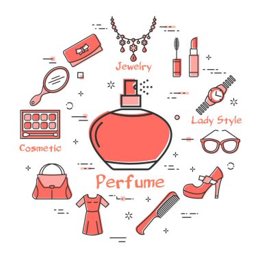 Kadın Aksesuarları Parfüm Taşıyıcı Simgesi Konsepti