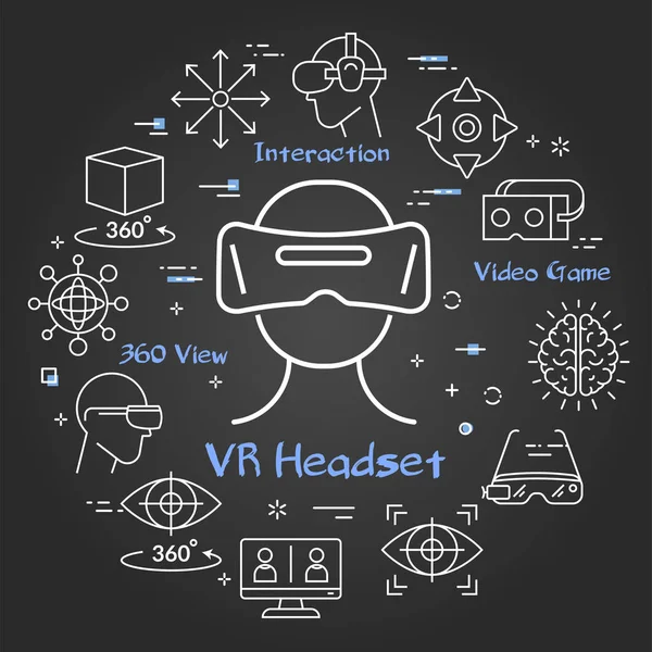 Conceito de realidade virtual preta vetorial - Headset VR —  Vetores de Stock