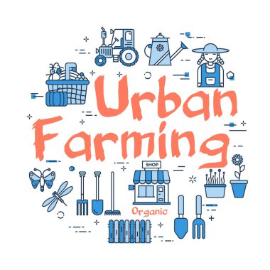 Doğrusal Kentsel Tarım Kavramının vektör mavisi sancağıName