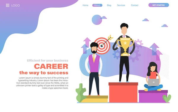 Modelo de cabeçalho web vetorial de carreira empresarial em plano Gráficos Vetores