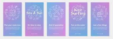 Dikey vektör yaz beş pankart - karantinanın sonu ve dinlenme zamanı