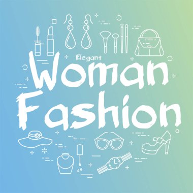 Beyaz metin kadın modasına sahip kadın aksesuarları.