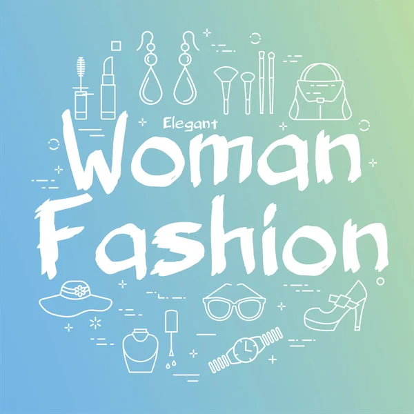 Banner degradado de accesorios de mujer con texto blanco moda de mujer — Vector de stock