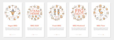Dikey vektör bbq ve piknik yazı beş pankart - vegan bbq ve biftek evi