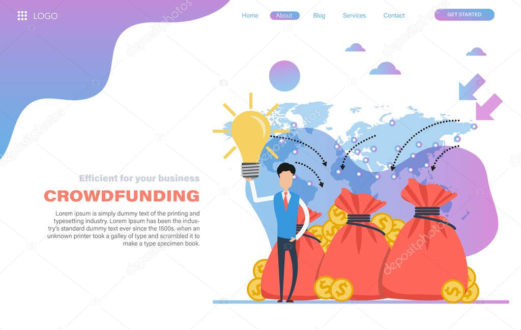 Vector web header template of crowdfunding - successful business start up