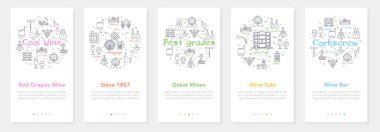 Şarap imalatı konseptine sahip dikey beş pankart - Büyük Şarap ve Şarap Satışı