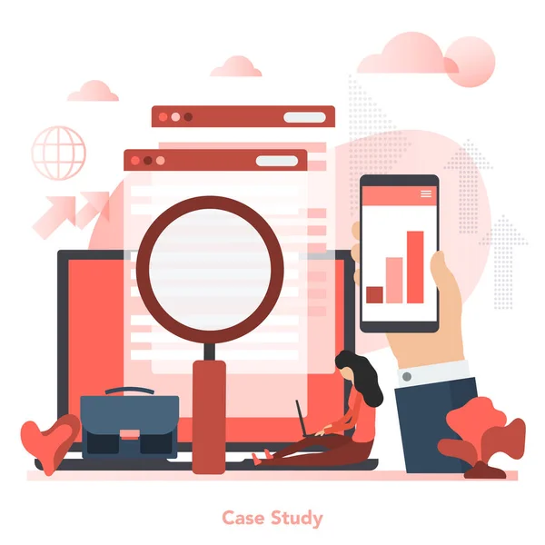 Vektor röd kvadrat koncept för fallstudie i platt stil Vektorgrafik