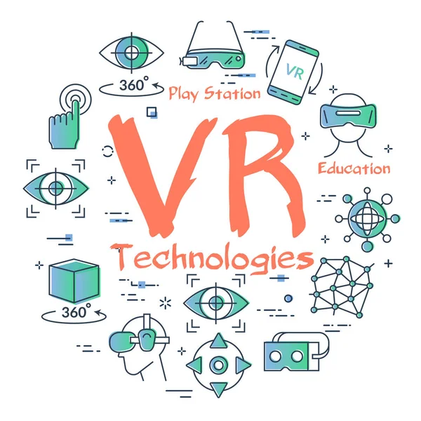 Conceito de realidade virtual vetorial com letras VR —  Vetores de Stock