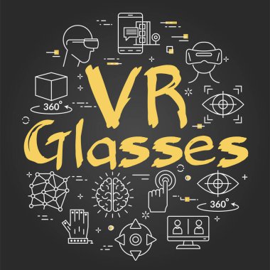 VR gözlük metniyle sanal gerçeklik siyah kavramı