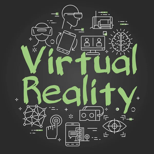 Vector VR conceito preto jogo com texto Realidade Virtual —  Vetores de Stock