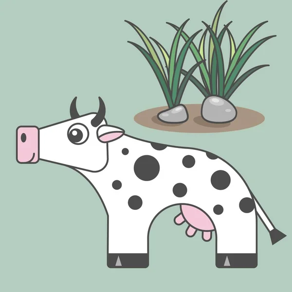 Karikatür tarzı inek, çocuklar için sanat vektör