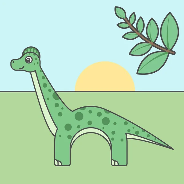 Dinosaurio estilo de dibujos animados, arte vectorial para niños — Vector de stock