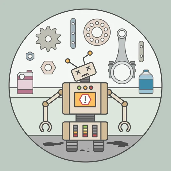 Vektör resim hata işareti ile kırık robot