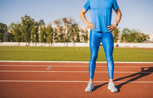 Περικοπεί Shot Από Ένα Sprinter Αθλητής Αρσενικό Στέκεται Μια Τρέχοντας — Φωτογραφία Αρχείου
