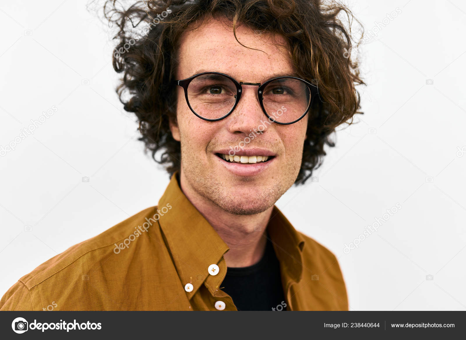 Handsome Man Curly Hair Wearing Glasses Posing Standing White Wall Stock Photo by ©iuricazac 238440644 Handsome Man Curly Hair Wearing Glasses Posing Standing White Wall Stock Photo by ©iuricazac 238440644