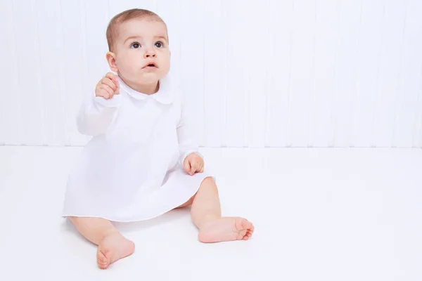 Bonito Bebê Bonito Fundo Branco — Fotografia de Stock