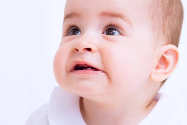 Beau Portrait Bébé Sur Fond Blanc — Photo