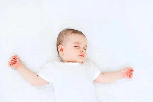 Mooie Slapende Baby Witte Achtergrond — Stockfoto