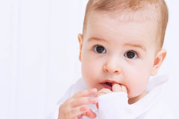 Schönes Babyporträt Auf Weißem Hintergrund — Stockfoto