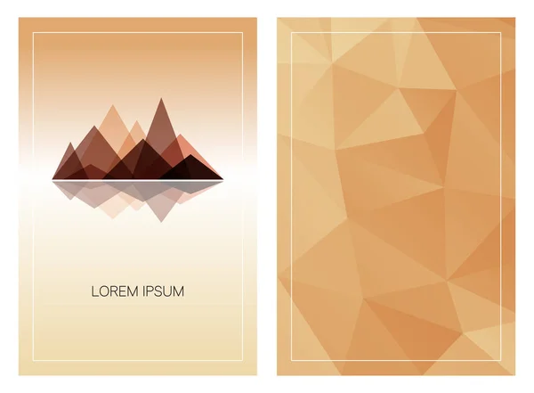 Triangular mountain ridges with vertical polygonal background. Set of geometric style cards template. — Stock Vector