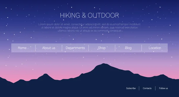 Szablon strony internetowej z tłem gór — Wektor stockowy