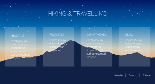Modelo de página do site com fundo de montanhas —  Vetores de Stock
