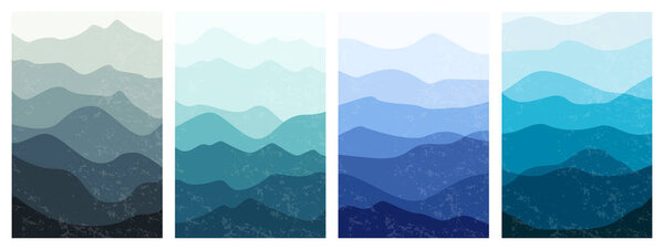 Beautiful mountains landscapes in different colors. Set of layered vertical backgrounds.