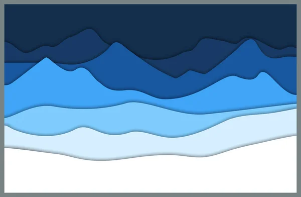 Пейзаж голубых гор в стиле выкройки бумаги . Лицензионные Стоковые Векторы