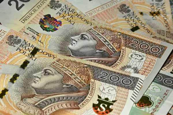 Waluta Polski Pieniądz Papierowy Pln — Zdjęcie stockowe
