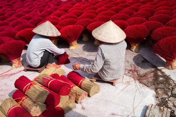 Production Traditional Vietnamese Incense Workshop Village Hanoi City Vietnam Stock Picture