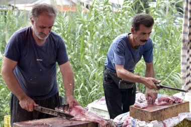 Lasht-e Nesha, Rasht, Gilan Eyaleti, Iran, 18 Eylül 2018 halk pazarına her Cumartesi şehir merkezinde taze yiyecek şehrin çoğunu sağlayan günbatımı kadar sabah erken açılacak Pazartesi ve Çarşamba.
