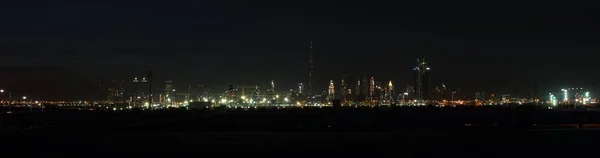 Skyline Dubai Notte Dal Quartiere Meydan Dal Centro Dubai Dalla — Foto Stock