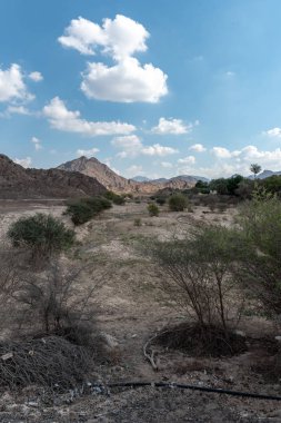 Birleşik Arap Emirlikleri dağlarının manzarası Vadi Al Qor 'dan Buraq Barajı' na kadar 800 metre yükseklikte.