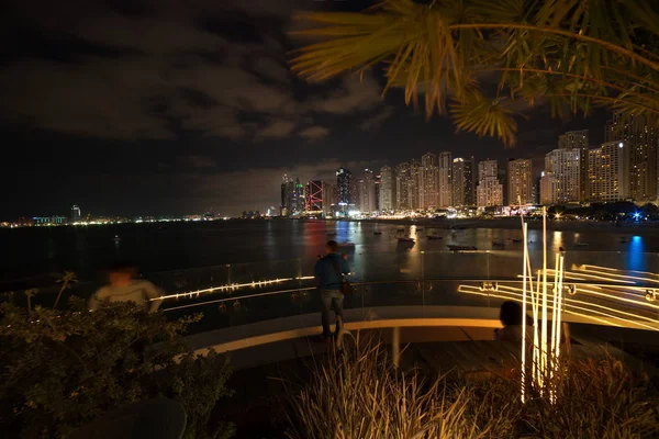 Zobacz panoramę Dubaju w Bluewaters Island do dzielnicy Dubai Marina i Jume — Zdjęcie stockowe