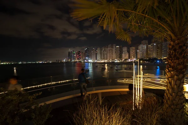 Zobacz panoramę Dubaju w Bluewaters Island do dzielnicy Dubai Marina i Jume — Zdjęcie stockowe