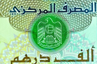 Yakın plan Birleşik Arap Emirlikleri Para Birimi, Dirhams and Fils, Dubai, Abu Dabi