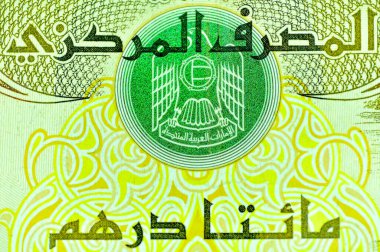 Yakın plan Birleşik Arap Emirlikleri Para Birimi, Dirhams and Fils, Dubai, Abu Dabi