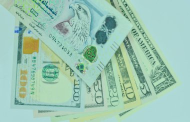 Yakın plan Birleşik Arap Emirlikleri Para Birimi, Dirhams and Fils, Dubai, Abu Dabi