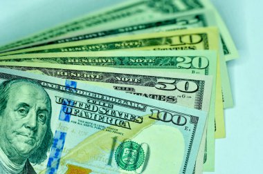 Amerika Birleşik Devletleri 'nin yakın plan banknotları, ABD' nin ABD para birimi.