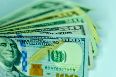 Amerika Birleşik Devletleri 'nin yakın plan banknotları, ABD' nin ABD para birimi.